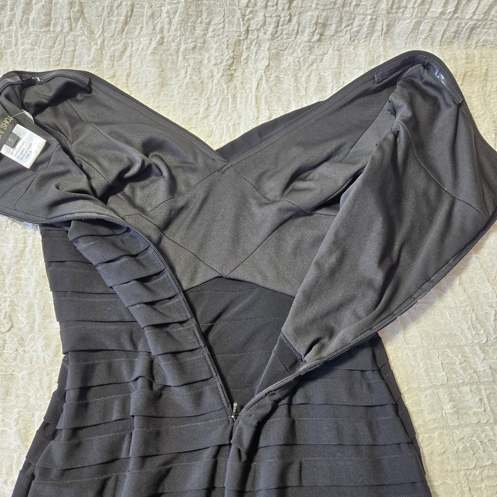 Tadashi Shoji Black Stretch Bandage Cocktail Party Dress Sz S‎ Sheath Gala Comfy - Picture 9 of 14